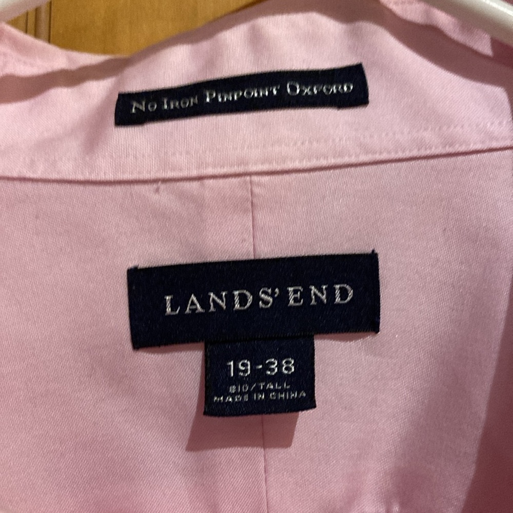 Men’s Land’s End Long Sleeve Button Down Shirt, Pink, Sz 19-38 Big/Tall - Picture 4 of 8